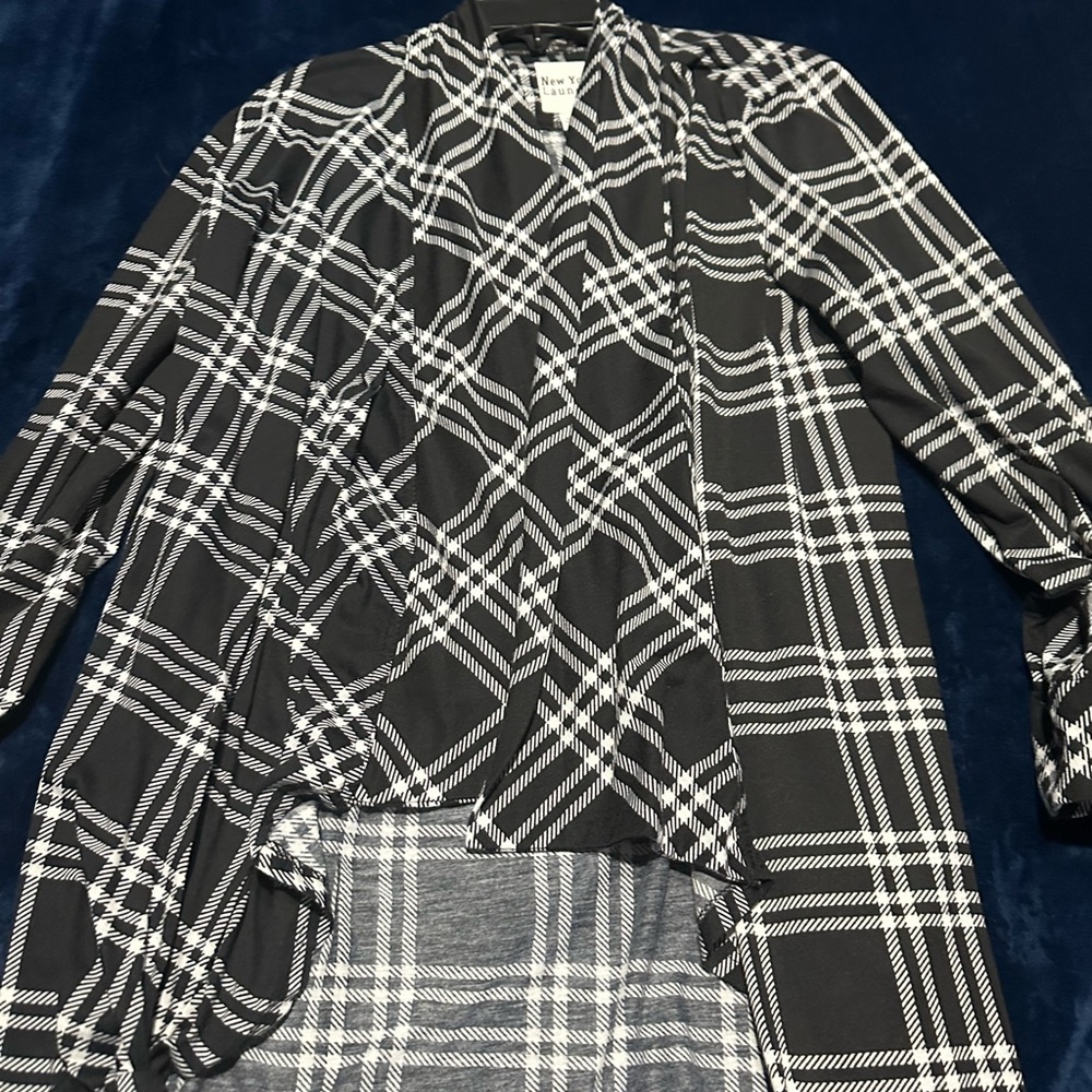 Black and White Plaid Cardigan